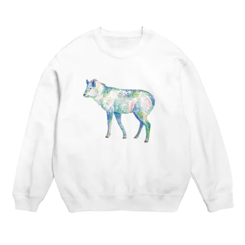 水彩カモシカ Crew Neck Sweatshirt