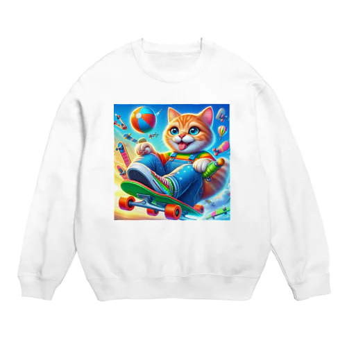 スケボーキャット Crew Neck Sweatshirt