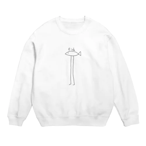 長めのfish Crew Neck Sweatshirt