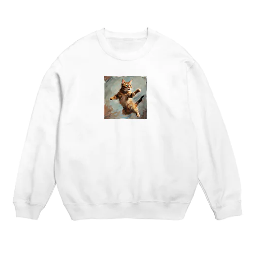 跳ねネコ Crew Neck Sweatshirt