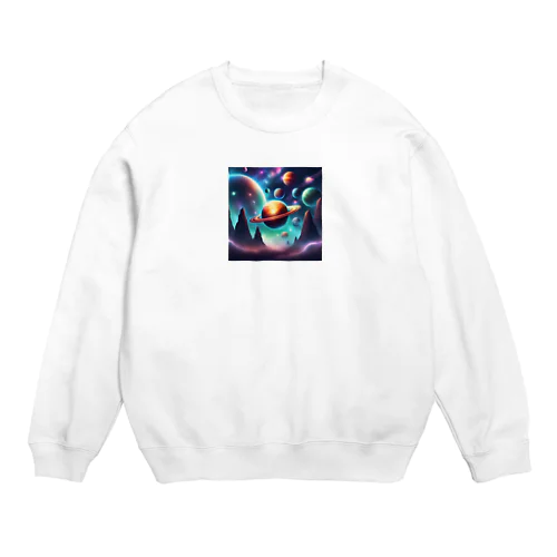 宇宙に浮かぶ惑星 Crew Neck Sweatshirt