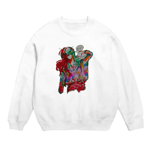 ロングヘアーの女の子 Crew Neck Sweatshirt