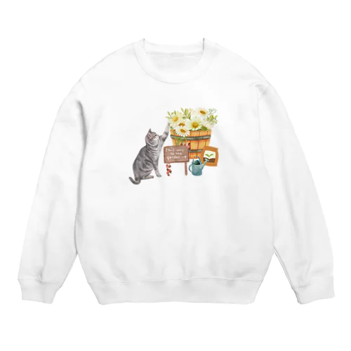 お花が好きな猫 Crew Neck Sweatshirt