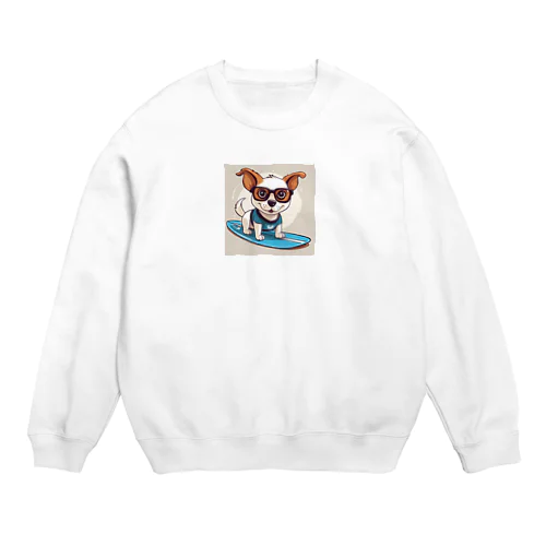 サーフィン犬 Crew Neck Sweatshirt