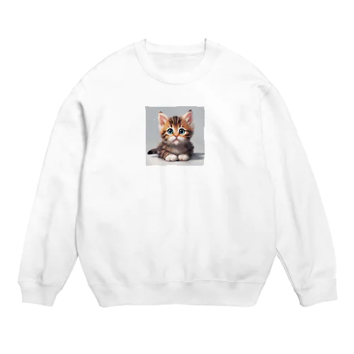 自分を見つめるニャンコ！ Crew Neck Sweatshirt