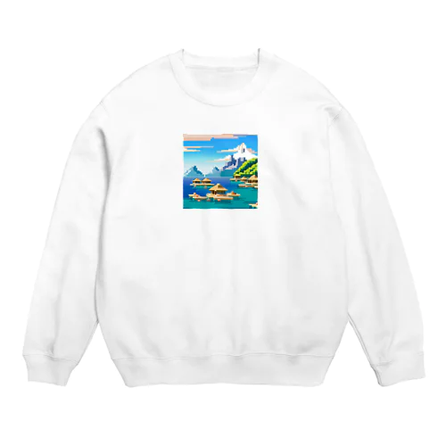 ドット　ボラボラ島のオーバーウォーターバンガロー Crew Neck Sweatshirt