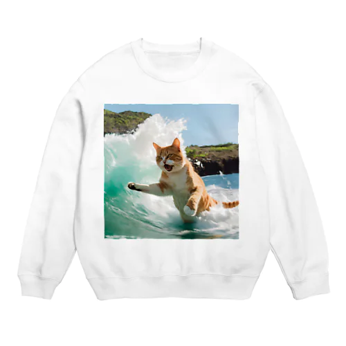 波乗りニャンコ Crew Neck Sweatshirt