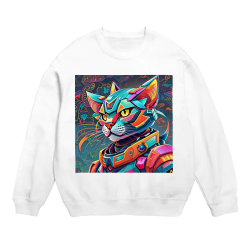 カラフルメカキャット Crew Neck Sweatshirt