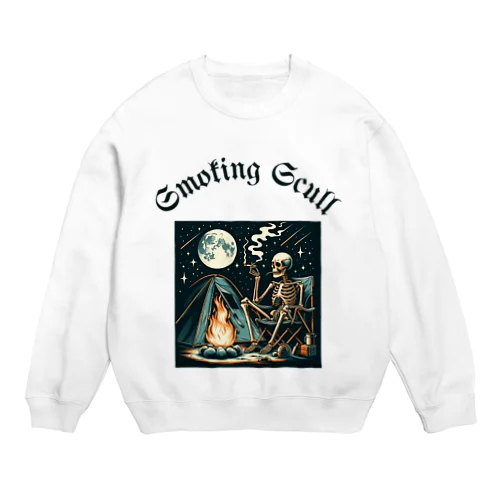 camping smoking skull Crew Neck Sweatshirt