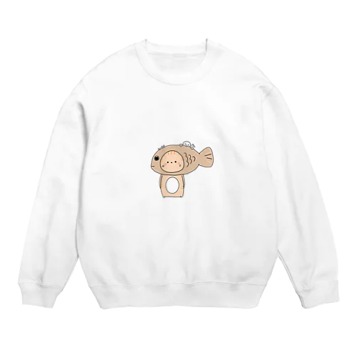 たいやきをかぶるねこ Crew Neck Sweatshirt