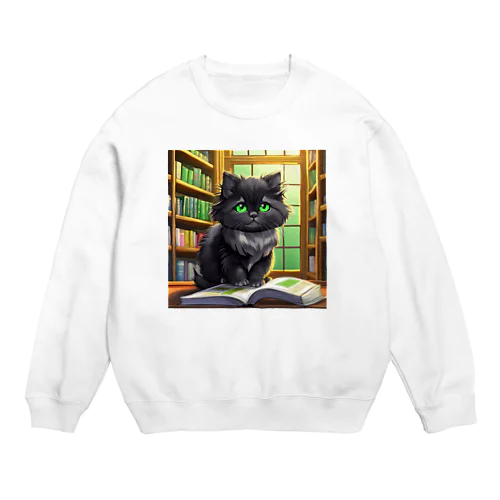 図書室の黒猫02 Crew Neck Sweatshirt