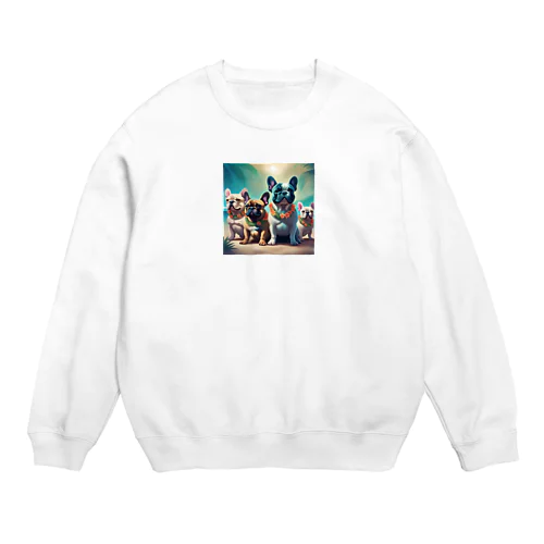 ハワイアンで佇むフレンチブルドッグ達 Crew Neck Sweatshirt