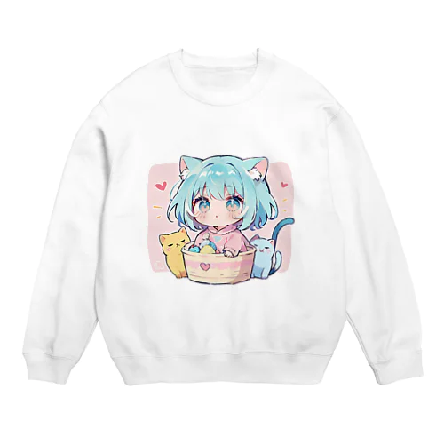 可愛いけもっ娘 Crew Neck Sweatshirt