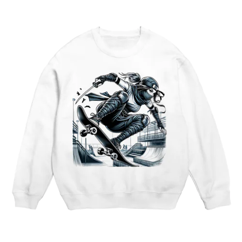 スケートボーダーくノ一 Crew Neck Sweatshirt