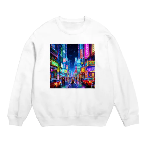 クリスマスのネオン街 Crew Neck Sweatshirt