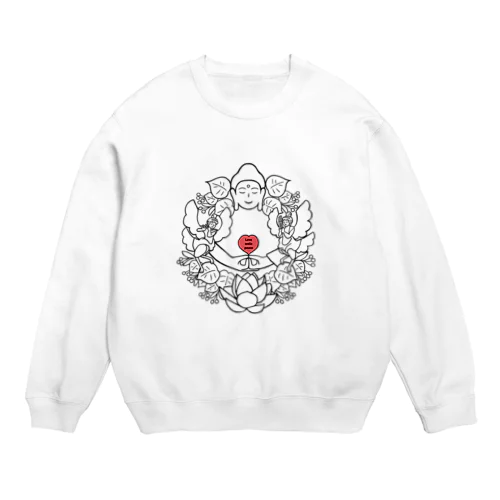 ホトケサマリース(白赤) Crew Neck Sweatshirt