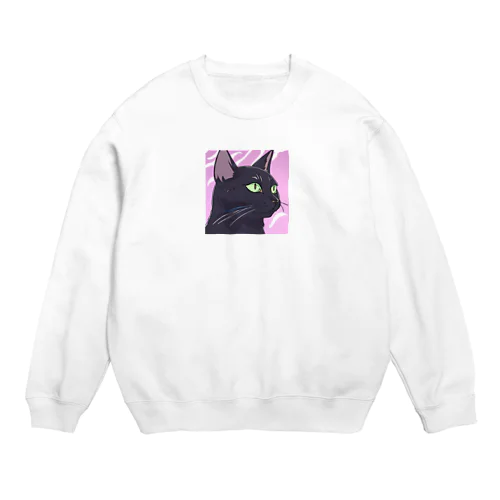 かっこいい黒猫3 Crew Neck Sweatshirt