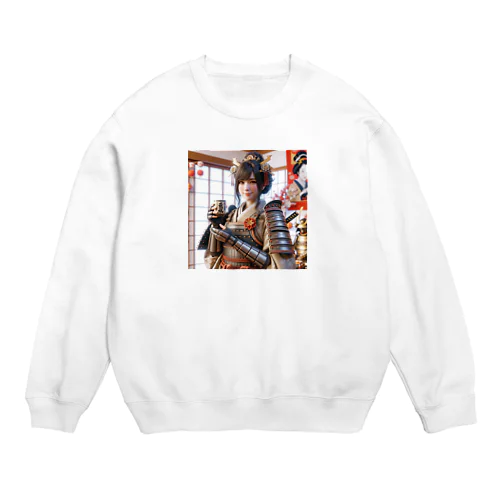 呑(どん)女武士の正月 Crew Neck Sweatshirt