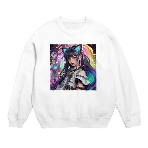 時間の守護者、猫耳の魔女の神秘的なダンス Crew Neck Sweatshirt