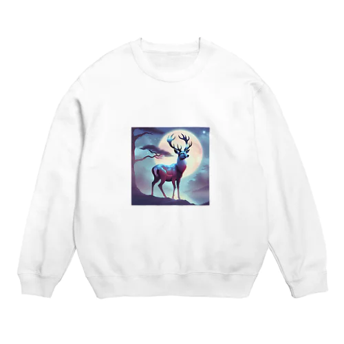 神秘的な鹿 Crew Neck Sweatshirt