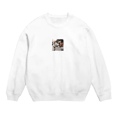 キスする犬グッズ Crew Neck Sweatshirt