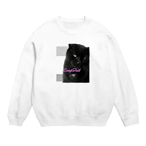 デカい黒猫どんちゃん Crew Neck Sweatshirt