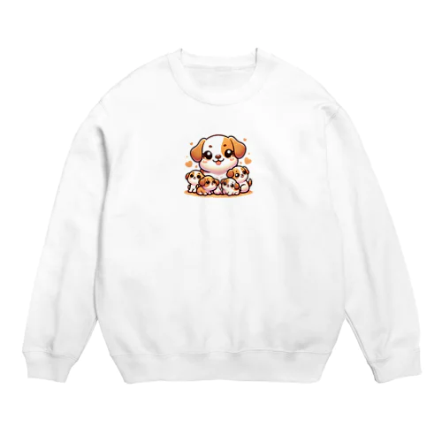 わんぱく子犬とやさしいママ Crew Neck Sweatshirt