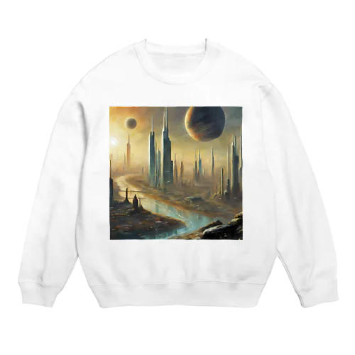 惑星と近未来都市 Crew Neck Sweatshirt