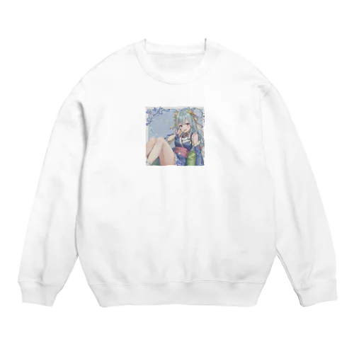 着物の少女 Crew Neck Sweatshirt