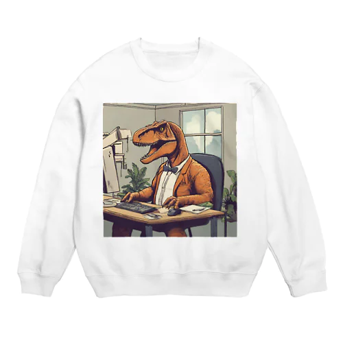 働く恐竜 Crew Neck Sweatshirt
