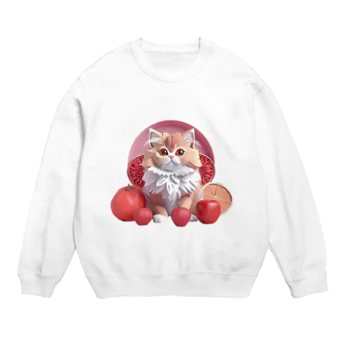 果物と子猫 Crew Neck Sweatshirt