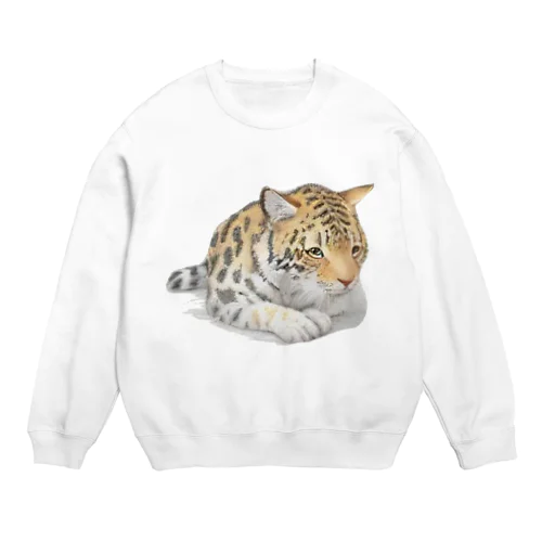 静かなかわいらしいヒョウ Crew Neck Sweatshirt