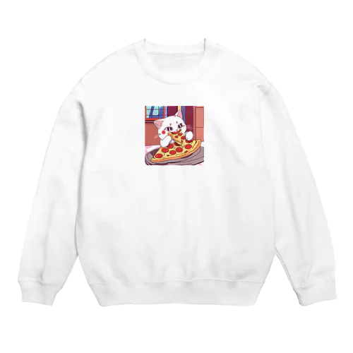 食いしん坊猫ちゃん（ピザ） Crew Neck Sweatshirt