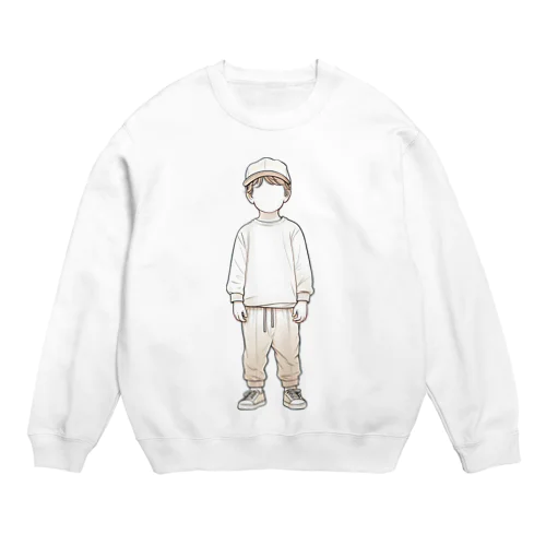 帽子をかぶった少年 Crew Neck Sweatshirt