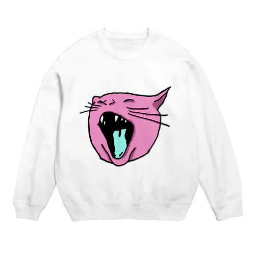 なんしーの猫 顔 Crew Neck Sweatshirt