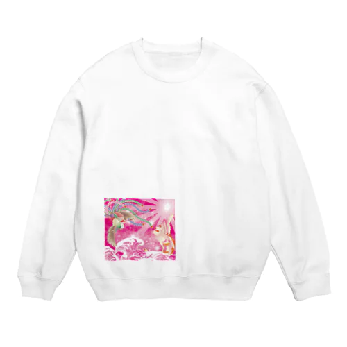 ピンク鳳凰　波　和柄 Crew Neck Sweatshirt