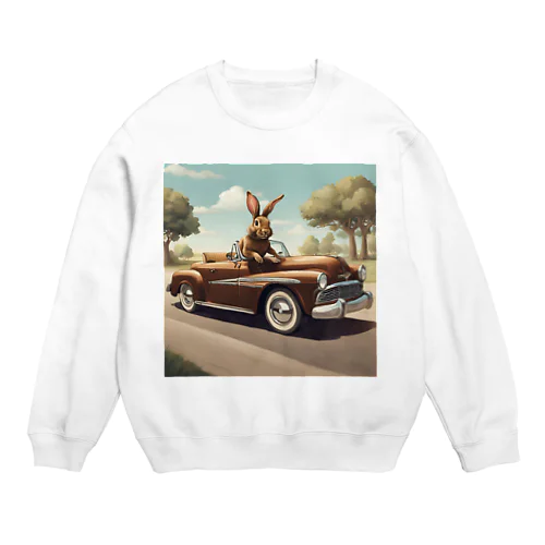 アメ車うさぎ Crew Neck Sweatshirt