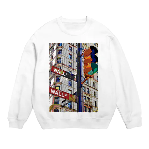 ニューヨーク ウォール街の信号機 Crew Neck Sweatshirt