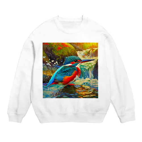 渓流のカワセミ Crew Neck Sweatshirt