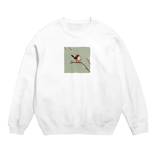 冬の枯れ木に止まり休んでいる可愛らしい雀 Crew Neck Sweatshirt