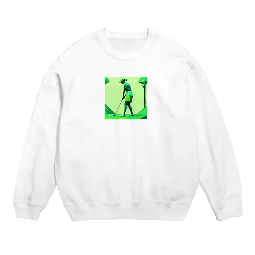 ゴルフしている美人 Crew Neck Sweatshirt