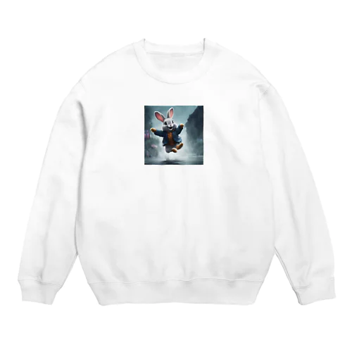 雨の日もはっぴーらびっと Crew Neck Sweatshirt