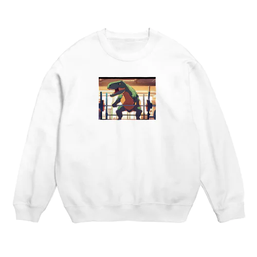 筋トレをする恐竜 Crew Neck Sweatshirt