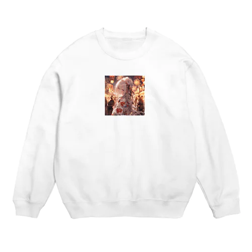 銀髪美女 シリーズ2 in 花火大会 Crew Neck Sweatshirt