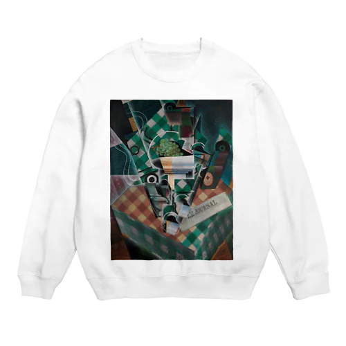 縞模様のテーブルクロスのある静物画 / Still Life with Checked Tablecloth Crew Neck Sweatshirt