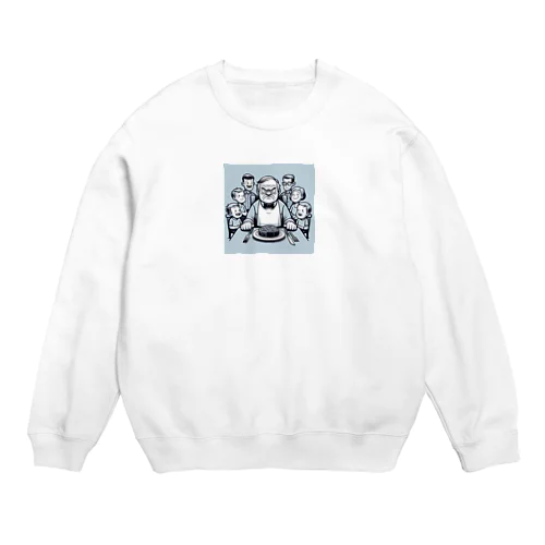 ステーキを食べるイカツイおじさん Crew Neck Sweatshirt