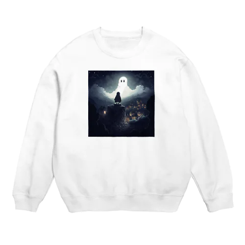 崖の上の寂しげなオバケ Crew Neck Sweatshirt