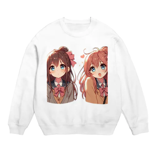 制服少女アイドルユニットTwin Crew Neck Sweatshirt