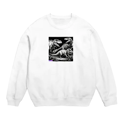 モノクロ恐竜くん3号 Crew Neck Sweatshirt