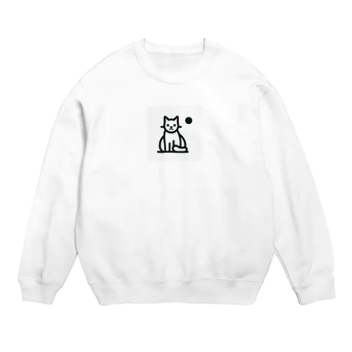 この魅力的なモノクロキャットイラストは、猫好きの皆さんにぴったりです！ Crew Neck Sweatshirt